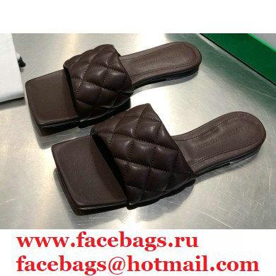 Bottega Veneta Square Sole Quilted Padded Flat Slides Sandals Coffee 2021 - Click Image to Close