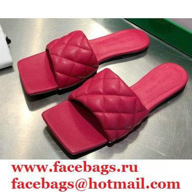 Bottega Veneta Square Sole Quilted Padded Flat Slides Sandals Fuchsia 2021