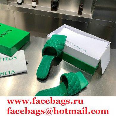 Bottega Veneta Square Sole Quilted Padded Flat Slides Sandals Green 2021 - Click Image to Close