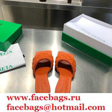 Bottega Veneta Square Sole Quilted Padded Flat Slides Sandals Orange 2021 - Click Image to Close