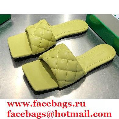 Bottega Veneta Square Sole Quilted Padded Flat Slides Sandals Pear Green 2021