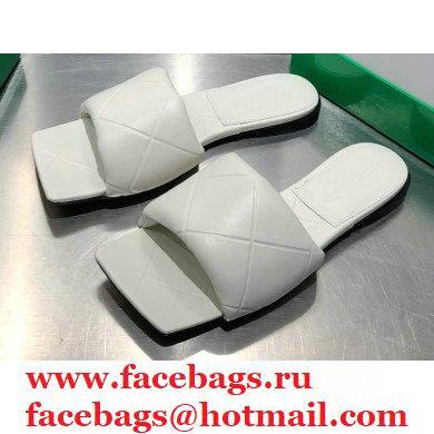 Bottega Veneta Square Sole Quilted The Rubber Lido Flat Slides Sandals Creamy 2021