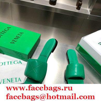 Bottega Veneta Square Sole Quilted The Rubber Lido Flat Slides Sandals Green 2021 - Click Image to Close