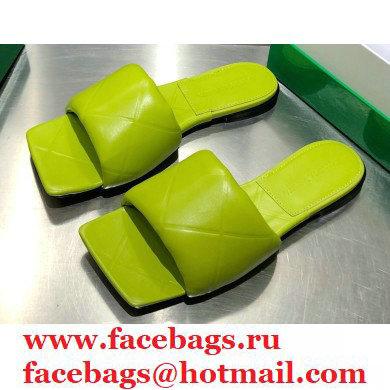 Bottega Veneta Square Sole Quilted The Rubber Lido Flat Slides Sandals Kiwi Green 2021