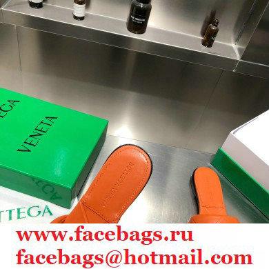 Bottega Veneta Square Sole Quilted The Rubber Lido Flat Slides Sandals Orange 2021