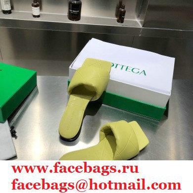 Bottega Veneta Square Sole Quilted The Rubber Lido Flat Slides Sandals Pear Green 2021 - Click Image to Close
