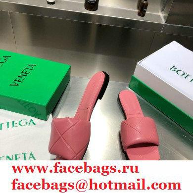 Bottega Veneta Square Sole Quilted The Rubber Lido Flat Slides Sandals Pink 2021 - Click Image to Close