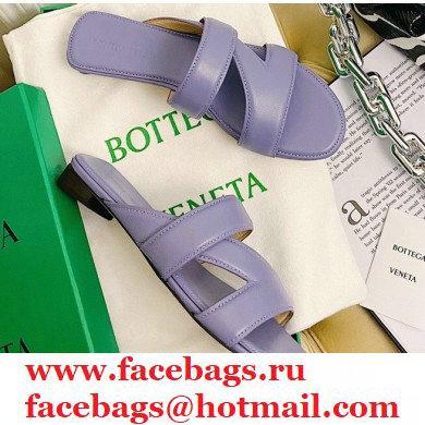 Bottega Veneta THE BAND Calf Leather Flat Sandals Lavender 2021