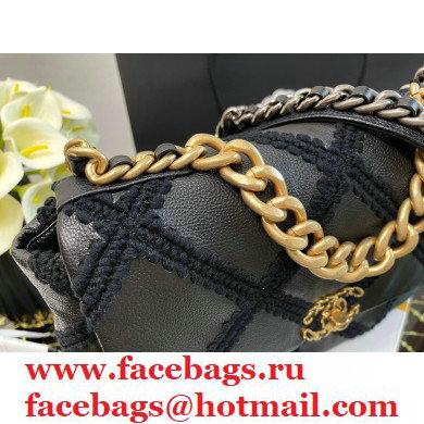 Chanel 19 Calfskin/Crochet Large Flap Bag AS1161 Black 2020 - Click Image to Close
