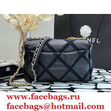 Chanel 19 Calfskin/Crochet Large Flap Bag AS1161 Black 2020