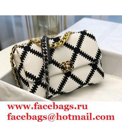 Chanel 19 Calfskin/Crochet Large Flap Bag AS1161 White 2020