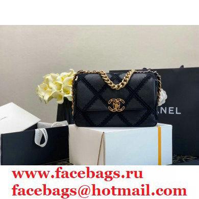 Chanel 19 Calfskin/Crochet Small Flap Bag AS1160 Black 2020 - Click Image to Close