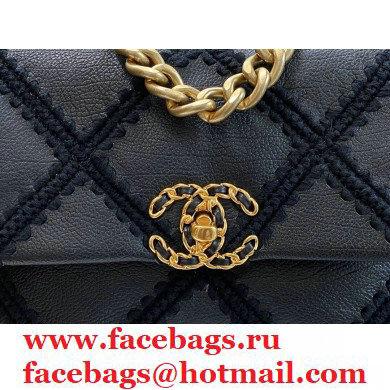 Chanel 19 Calfskin/Crochet Small Flap Bag AS1160 Black 2020 - Click Image to Close
