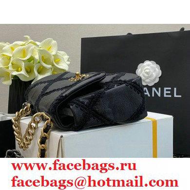 Chanel 19 Calfskin/Crochet Small Flap Bag AS1160 Black 2020