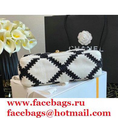 Chanel 19 Calfskin/Crochet Small Flap Bag AS1160 White 2020