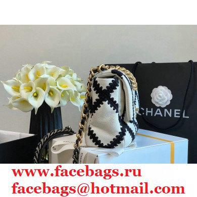 Chanel 19 Calfskin/Crochet Small Flap Bag AS1160 White 2020 - Click Image to Close