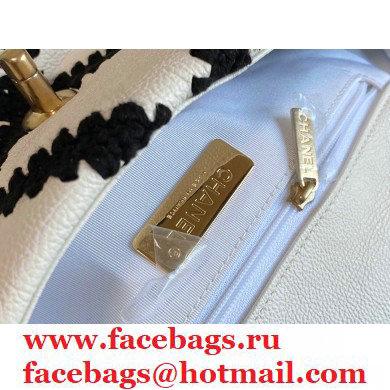 Chanel 19 Calfskin/Crochet Small Flap Bag AS1160 White 2020