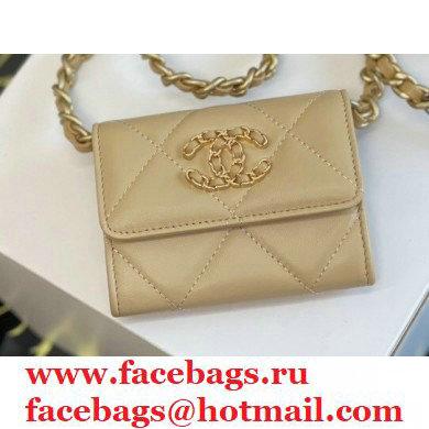 Chanel 19 Lambskin Flap Coin Purse with Chain AP1787 Beige 2021 - Click Image to Close