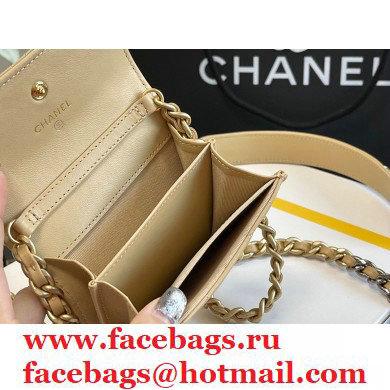 Chanel 19 Lambskin Flap Coin Purse with Chain AP1787 Beige 2021 - Click Image to Close