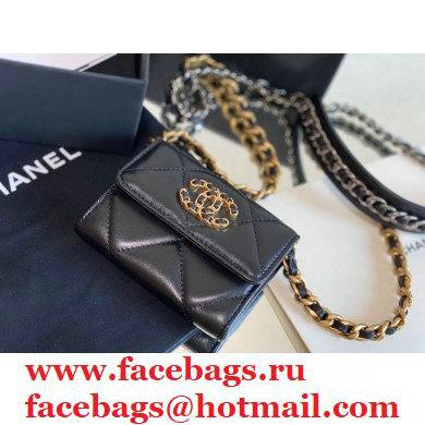 Chanel 19 Lambskin Flap Coin Purse with Chain AP1787 Black 2021 - Click Image to Close
