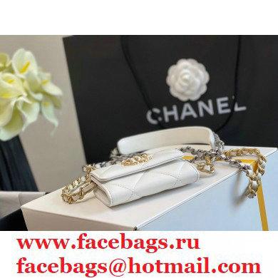 Chanel 19 Lambskin Flap Coin Purse with Chain AP1787 White 2021