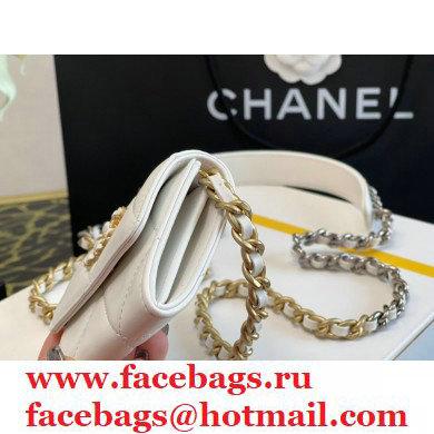 Chanel 19 Lambskin Flap Coin Purse with Chain AP1787 White 2021