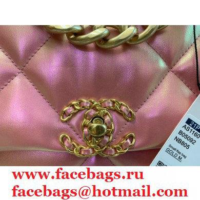 Chanel 19 Large Flap Bag AS1161 Iridescent Calfskin Pink 2021