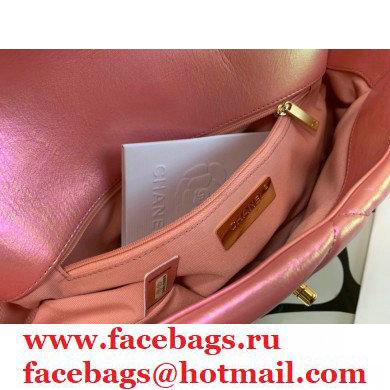 Chanel 19 Large Flap Bag AS1161 Iridescent Calfskin Pink 2021