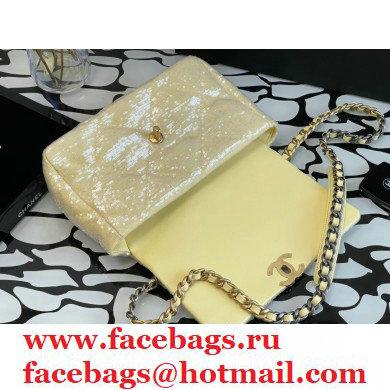 Chanel 19 Large Flap Bag AS1161 Sequins/Calfskin Light Yellow 2021