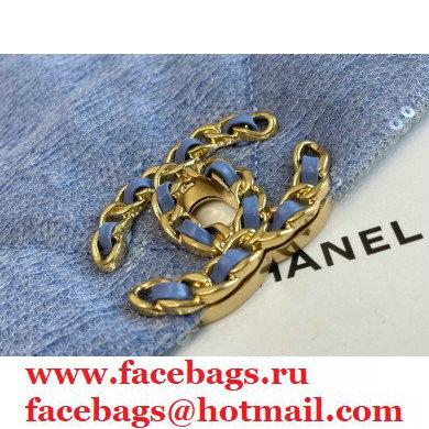 Chanel 19 Large Flap Bag AS1161 Sequins/Calfskin Sky Blue 2021