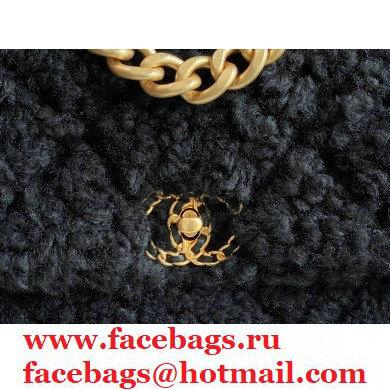 Chanel 19 Large Flap Bag AS1161 Shearling Sheepskin Black 2021