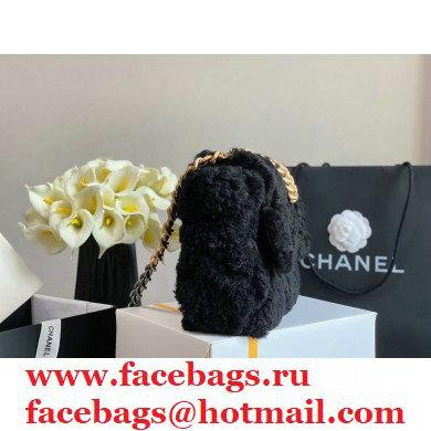 Chanel 19 Large Flap Bag AS1161 Shearling Sheepskin Black 2021 - Click Image to Close