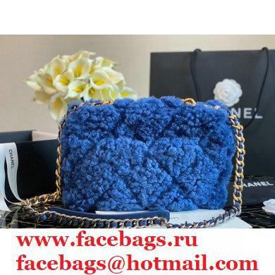 Chanel 19 Large Flap Bag AS1161 Shearling Sheepskin Blue 2021 - Click Image to Close