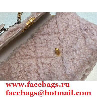 Chanel 19 Large Flap Bag AS1161 Shearling Sheepskin Pink 2021