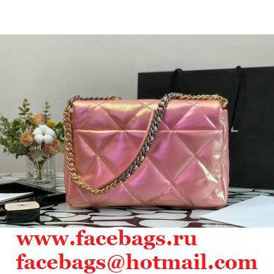 Chanel 19 Maxi Flap Bag AS1162 Iridescent Calfskin Pink 2021