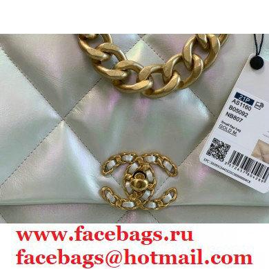 Chanel 19 Maxi Flap Bag AS1162 Iridescent Calfskin White 2021 - Click Image to Close