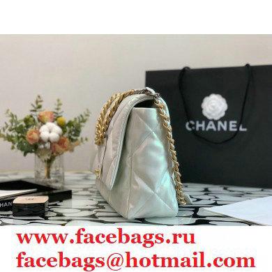 Chanel 19 Maxi Flap Bag AS1162 Iridescent Calfskin White 2021 - Click Image to Close