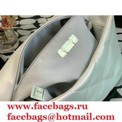 Chanel 19 Maxi Flap Bag AS1162 Iridescent Calfskin White 2021