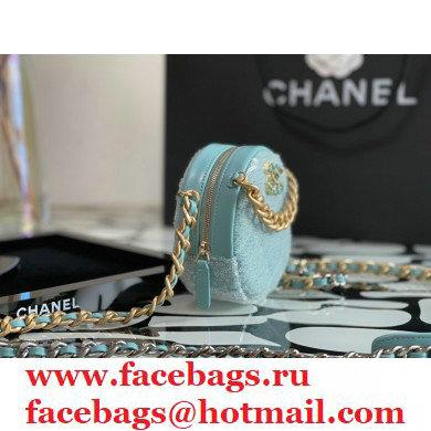 Chanel 19 Round Clutch with Chain Bag AP0945 Sequins/Calfskin Light Green 2021