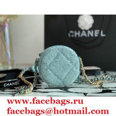 Chanel 19 Round Clutch with Chain Bag AP0945 Sequins/Calfskin Light Green 2021 - Click Image to Close