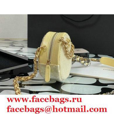 Chanel 19 Round Clutch with Chain Bag AP0945 Sequins/Calfskin Light Yellow 2021 - Click Image to Close