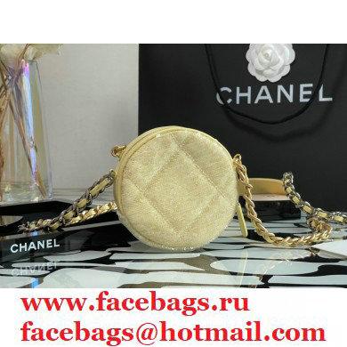 Chanel 19 Round Clutch with Chain Bag AP0945 Sequins/Calfskin Light Yellow 2021 - Click Image to Close