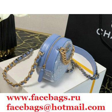 Chanel 19 Round Clutch with Chain Bag AP0945 Sequins/Calfskin Sky Blue 2021