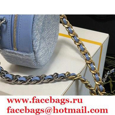Chanel 19 Round Clutch with Chain Bag AP0945 Sequins/Calfskin Sky Blue 2021 - Click Image to Close