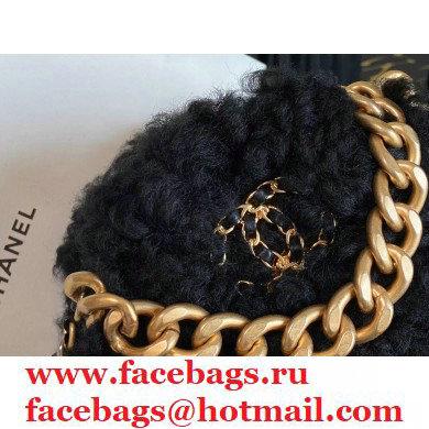 Chanel 19 Round Clutch with Chain Bag Shearling Sheepskin AP0945 Black 2021 - Click Image to Close