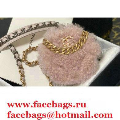Chanel 19 Round Clutch with Chain Bag Shearling Sheepskin AP0945 Pink 2021
