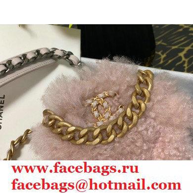 Chanel 19 Round Clutch with Chain Bag Shearling Sheepskin AP0945 Pink 2021 - Click Image to Close