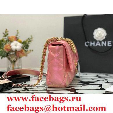 Chanel 19 Small Flap Bag AS1160 Iridescent Calfskin Pink 2021
