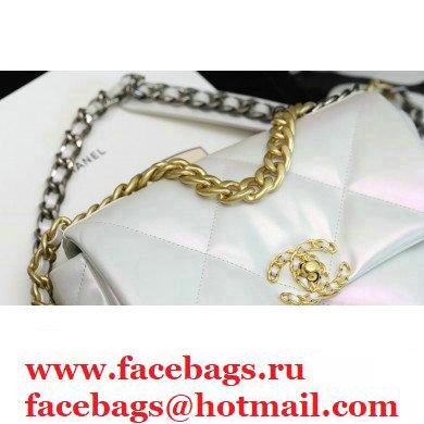 Chanel 19 Small Flap Bag AS1160 Iridescent Calfskin White 2021 - Click Image to Close
