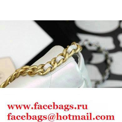 Chanel 19 Small Flap Bag AS1160 Iridescent Calfskin White 2021